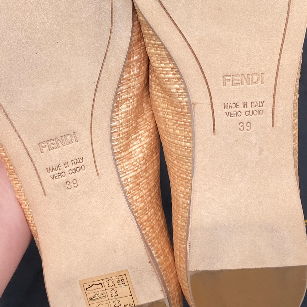 Fendi Yellow Tweed & Patent Leather Bow Ballet Flats - Picture 8 of 16